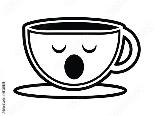 Yawning Coffee Mug Silhouette – Funny Sleepy Vector Design