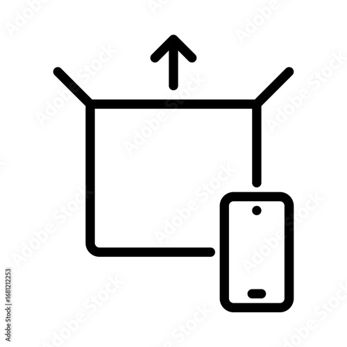 unboxing video outline icon. unboxing package black line illustration.