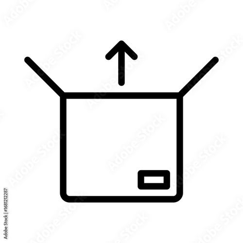 unboxing package outline icon. open package black line illustration.