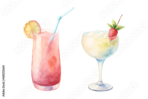 Watercolor cocktails & summer drinks