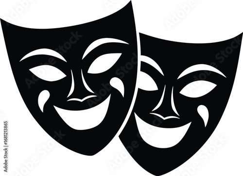 theatrical mask faces vector design
