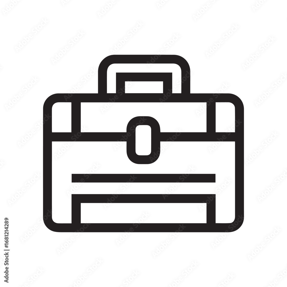 Obraz premium Simple black briefcase icon on white background. Portfolio