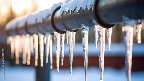 Icicles on frozen pipe