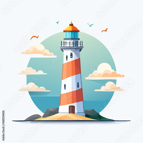 Colorful Lighthouse Illustration
