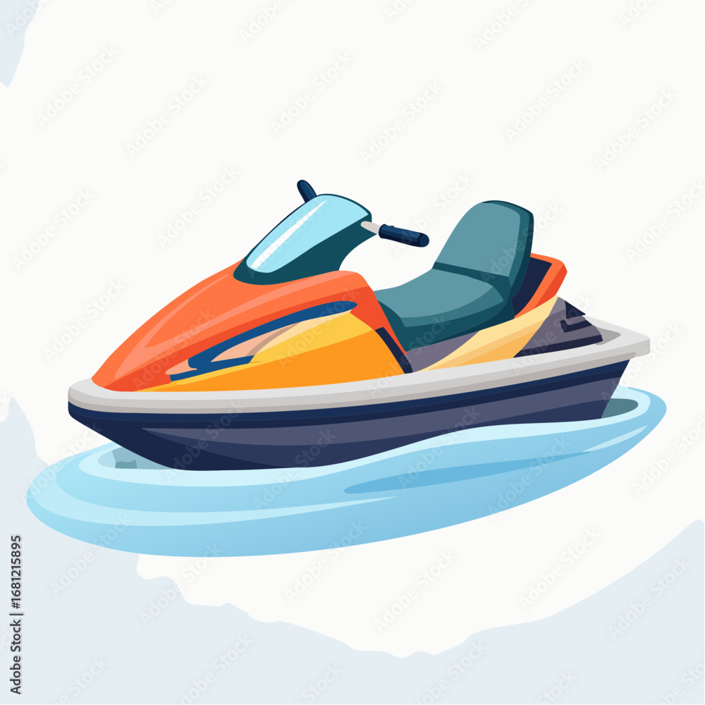 Fototapeta premium Colorful Jet Ski Illustration On Water
