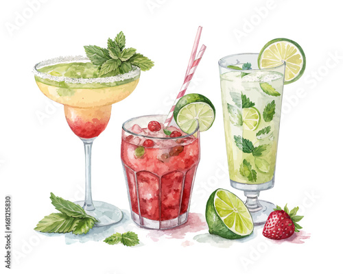 Watercolor cocktails & summer drinks
