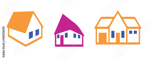Houses icons set.Real estate.Home Line Icons. Editable Stroke. Contains such icons as House, Real Estate, Family.