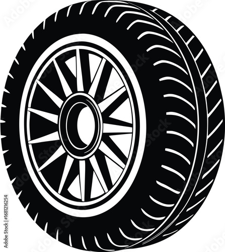 Car Wheel Rubber Tire Vector Art

