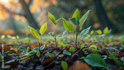 Delicate and beautiful, the emerging young leaf shoots are on the verge of growth.