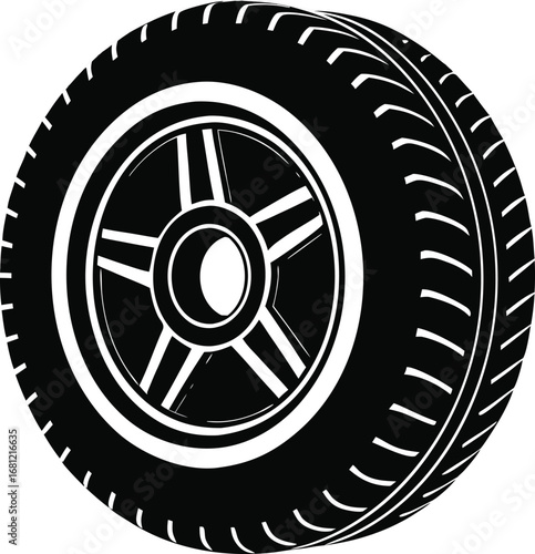 Vehicle Tire Silhouette Vector Illustration
