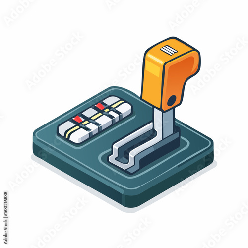 Isometric Pixel Art Car Gear Shift