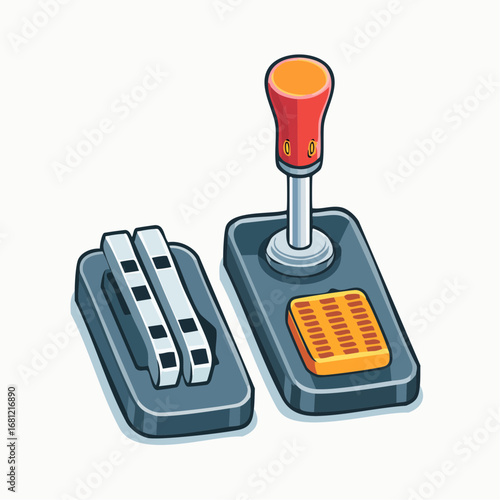 Isometric Car Gear Shift Illustration