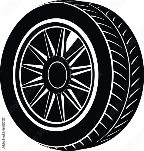 Vehicle Tire Silhouette Vector Illustration
