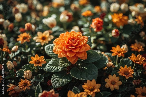 Wallpaper Mural Perspective of the Multilayered Orange Begonia Blossom in the Garden Bed Torontodigital.ca