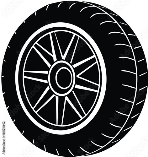 Vehicle Tire Silhouette Vector Illustration
