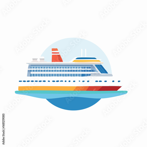 Colorful Cruise Ship Illustration