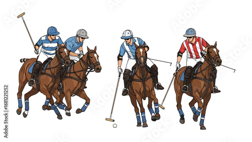 Polo Action Illustration: A dynamic illustration captures the intensity and skill of a polo match, with players on horseback engaged in a thrilling game of strategy and athleticism.