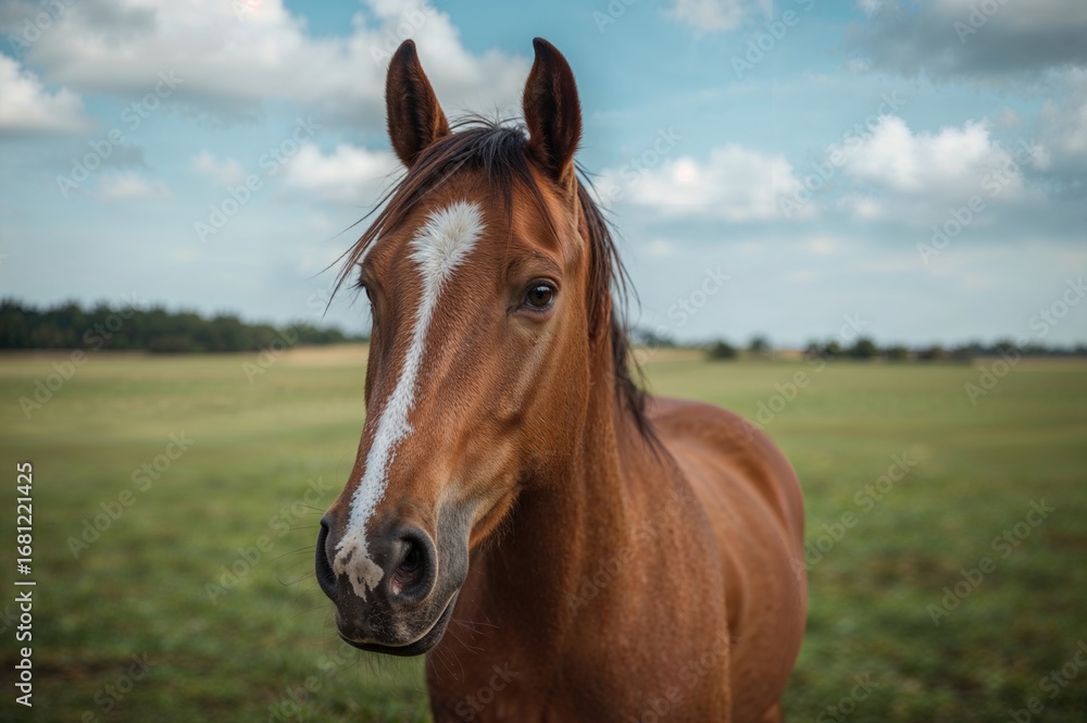 Fototapeta premium A single bay horse portrait