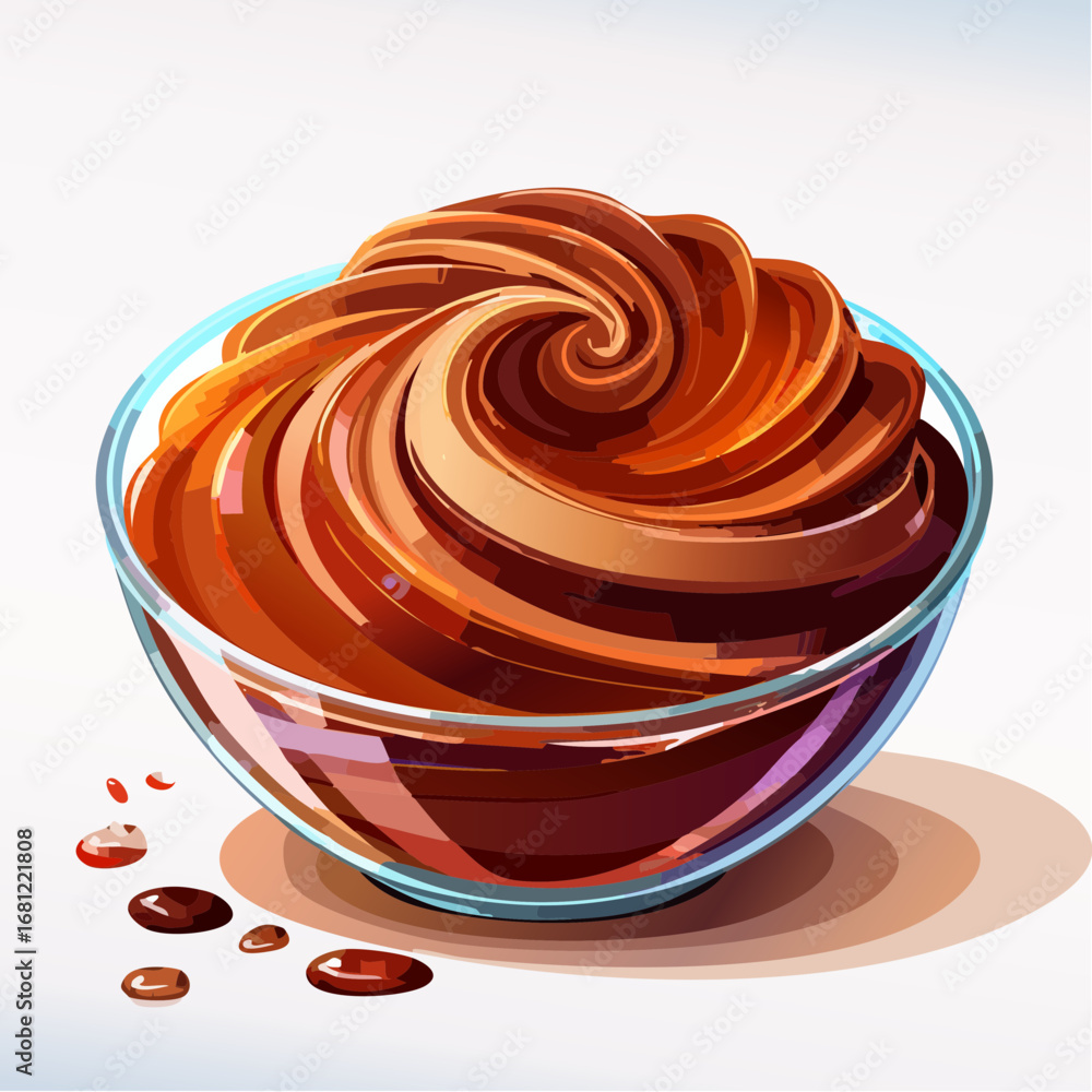 Swirled Creamy Chocolate Dessert in Glass Bowl Swirled Creamy Chocolate Dessert in Glass Bowl