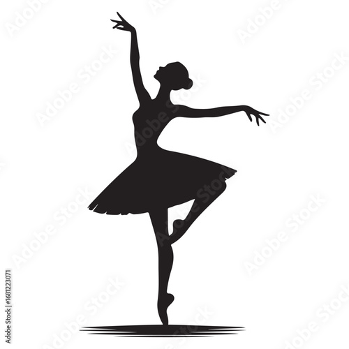 Graceful dancer performing a ballet move silhouette