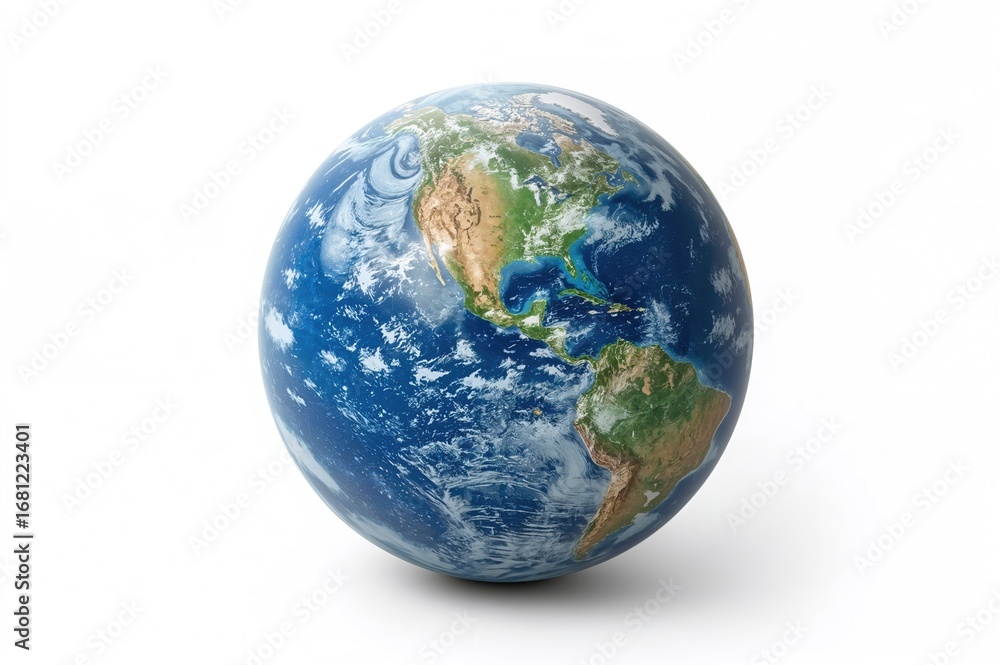 Fototapeta premium The Earth floating against a plain white backdrop