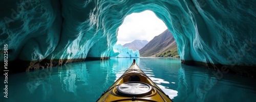 Kayaking through stunning Patagonian marble caves, kayak, shadow, explore