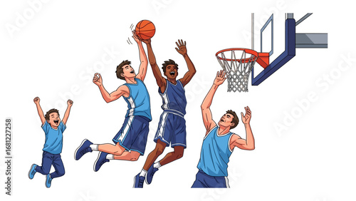Basketball Game Moment: A dynamic illustration showcasing a high-energy basketball game.
