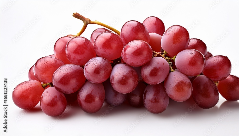 Fototapeta premium a cluster of juicy red grapes each grape sharply focused white background cutout