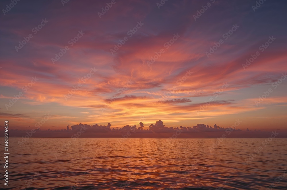 Naklejka premium Evening horizon with colorful clouds