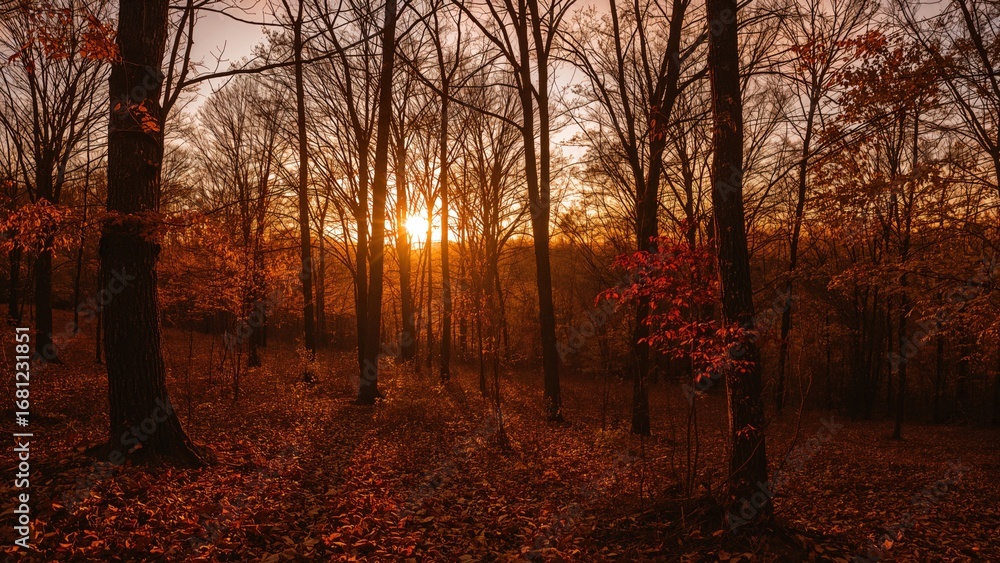 Fototapeta premium Dusk in the fall woodland