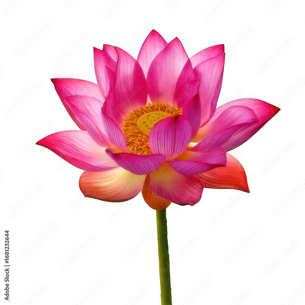 Fototapeta premium Lotus with stem, isolated on white and transparent background