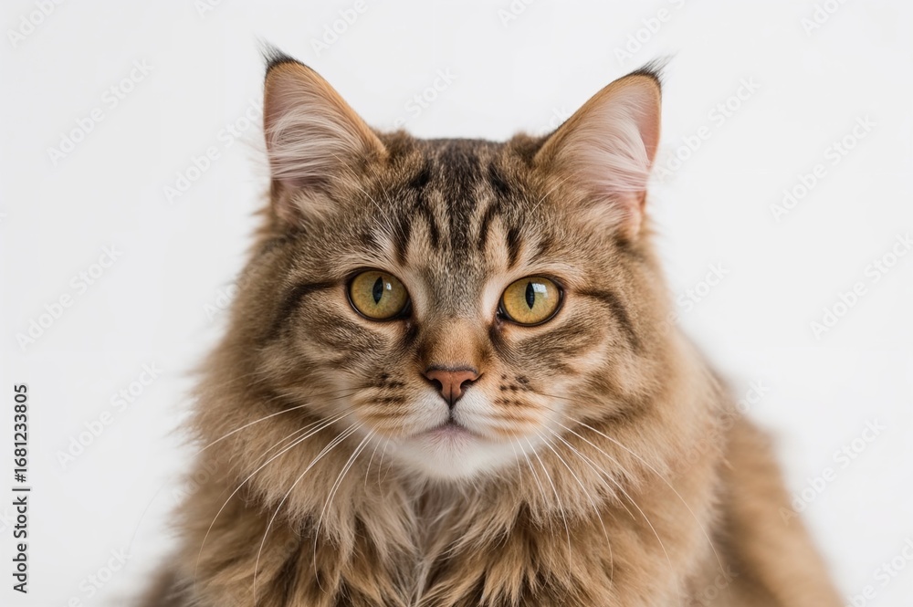 Fototapeta premium Striped feline resting on a pale surface