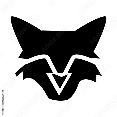 black fox head glyph icon illustration vector
