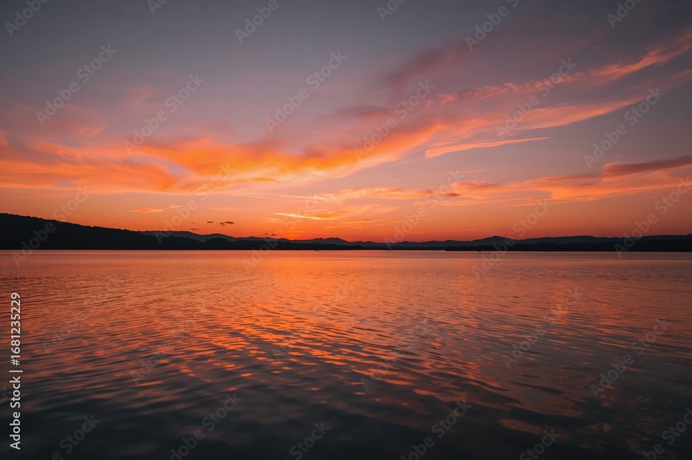 Naklejka premium Evening Glow Over the Water Storage Area