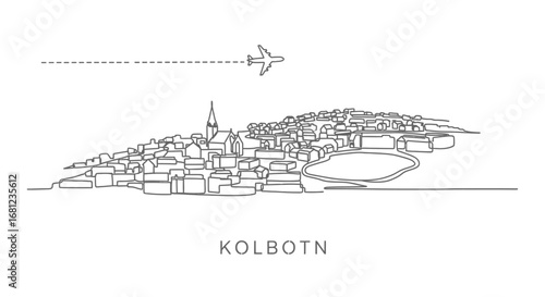 Kolbotn Cityscape Outline with Airplane