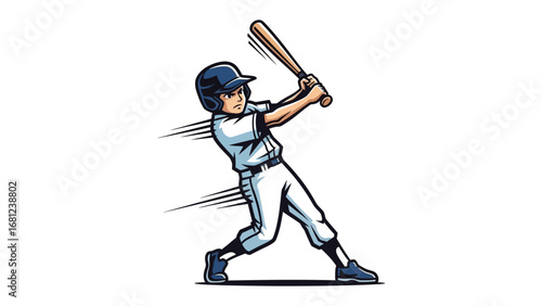 Baseball Player Swinging Bat: Captures the essence of a baseball player's powerful swing, the player is focused on the action of hitting, showcasing movement and the excitement of the sport.
