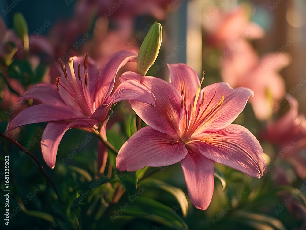 Fototapeta premium coral floral display highlighted by brass radiance 