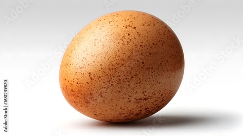Macro close-up of fresh chicken eggs on white background with studio lights.
