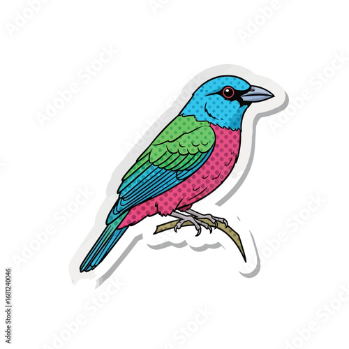 Colorful Bird in the Perch: A vibrant illustration of a colorful bird perched gracefully on a branch, its captivating design and intricate details showcase the beauty of the avian world.