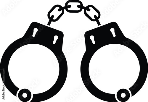 Handcuffs Vector Icon – Police Security and Law Enforcement Symbol. Crime, Arrest, and Justice Concept.