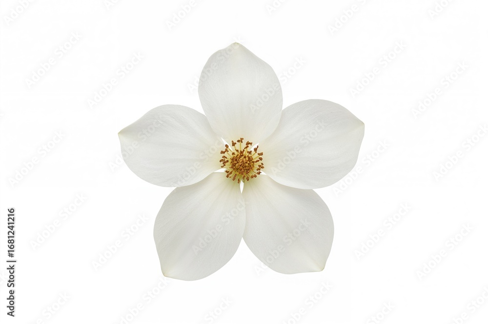 Obraz premium Isolated white jasmine flower against a plain white backdrop with clipping path.