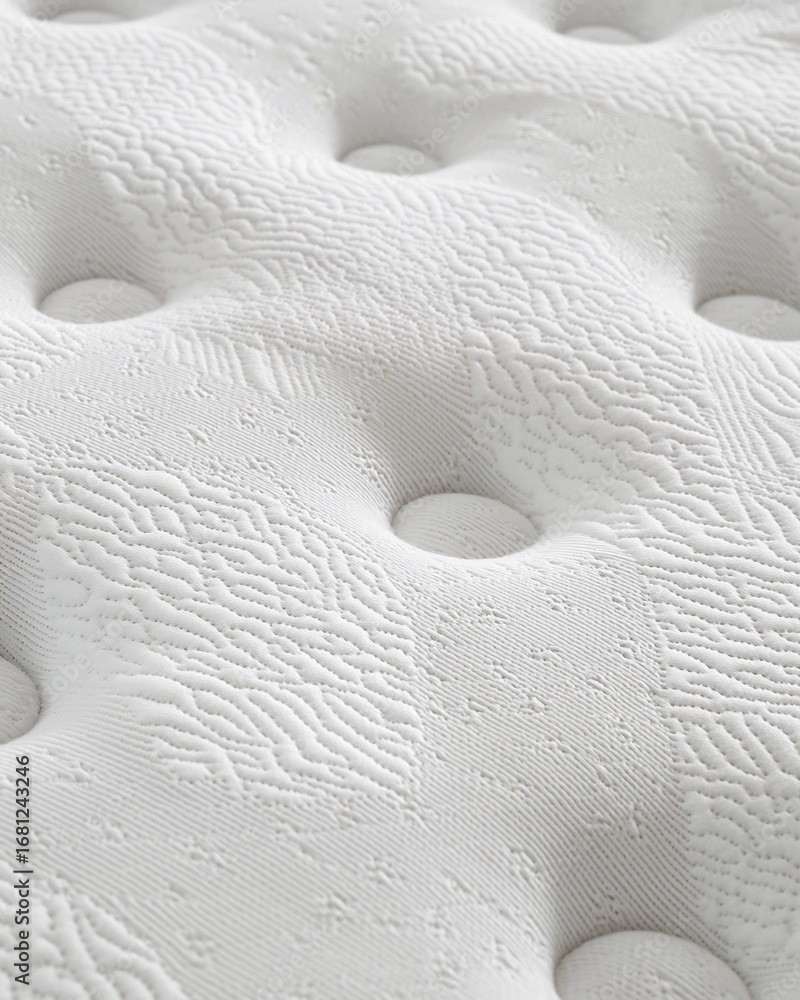 Obraz premium Closeup of White Mattress Texture with Wave Pattern and Buttons