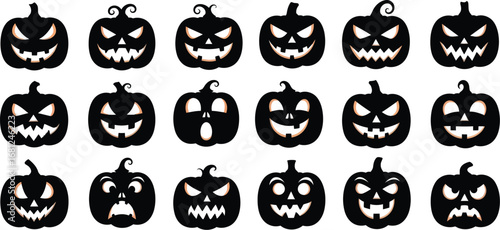 Spooky halloween pumpkins vector graphic design illustrations