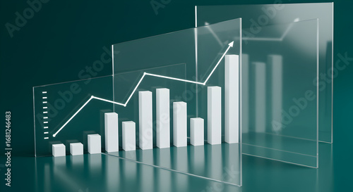 Dynamic finance dashboards: rising charts, bars, and neon trend lines