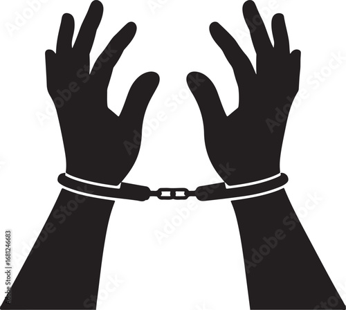 Handcuffed icons vector and Silhouette of handcuffs art collections