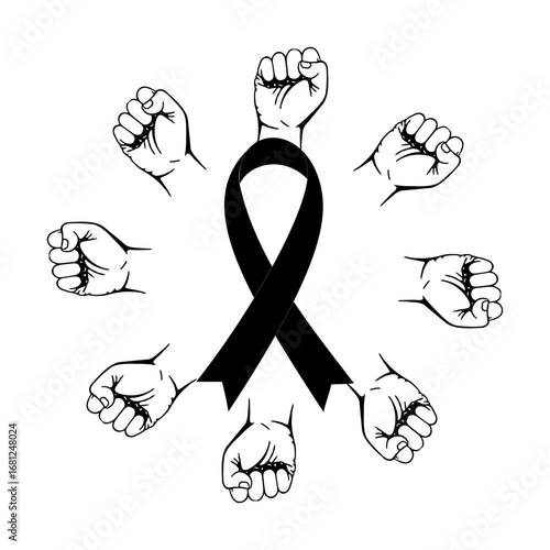 illustration of support for HIV/AIDS sufferers with a ribbon symbol