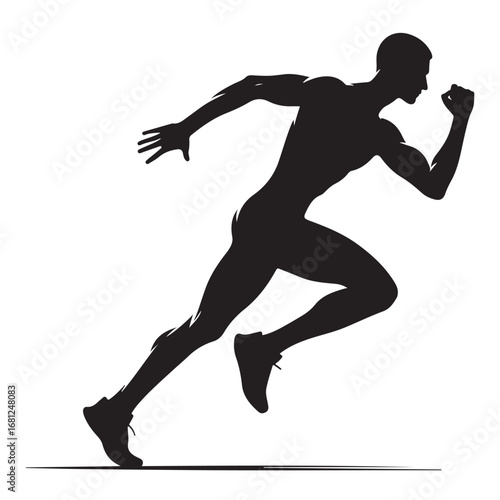 Dynamic man running in motion silhouette