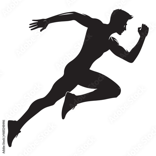 Dynamic man running silhouette in motion