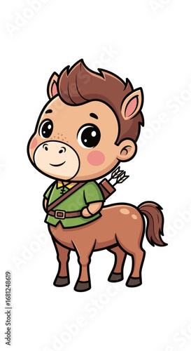 Cute centaur cartoon character with a bow and arrow. Mythology, fantasy, fairytale, archery, creature, hybrid, hunter, mythology