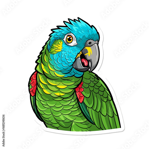 Tropical Parrot Portrait: A vibrant illustration of a majestic parrot with its stunning plumage, portraying the exquisite beauty of exotic avifauna.